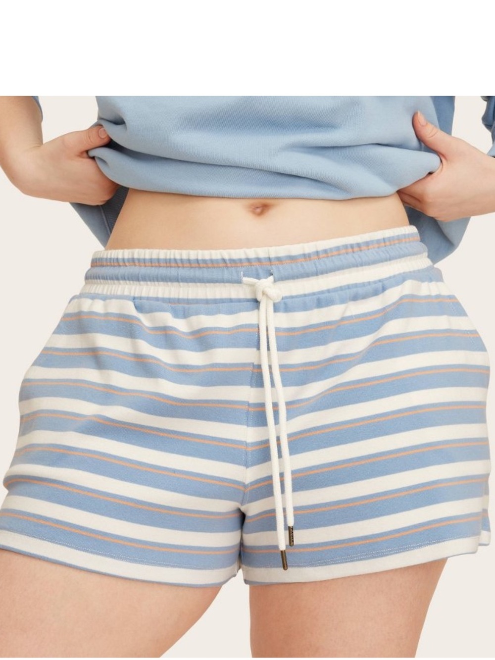Parke x Target High-Rise Drawstring Pull-on Shorts Blue/Orange Stripe